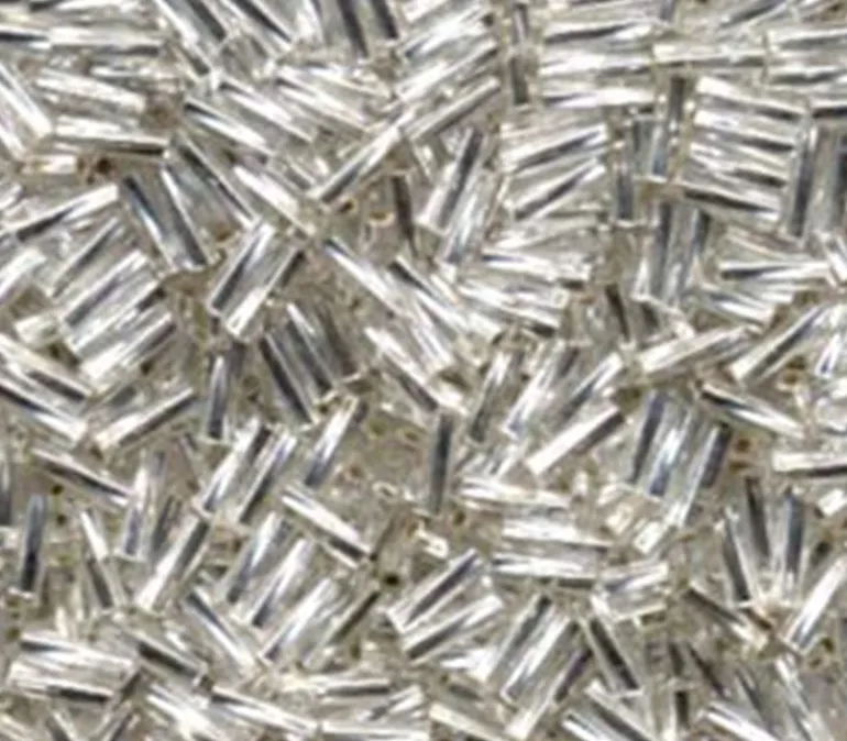 6mm Miyuki Bugle – Silver Lined Crystal Twisted