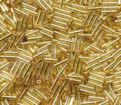 6mm Miyuki Bugle – Silver Lined Japanese Gold
