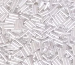 6mm Miyuki Bugle – White Pearl Ceylon