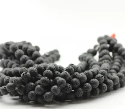 10mm Round Lava Beads – 16-inch Strand – Dyed Black
