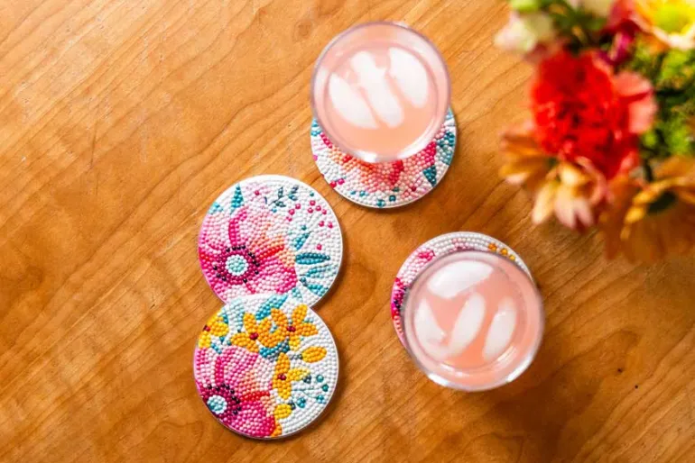 Modern Florals Coasters Diamond Painting Kit 4pc