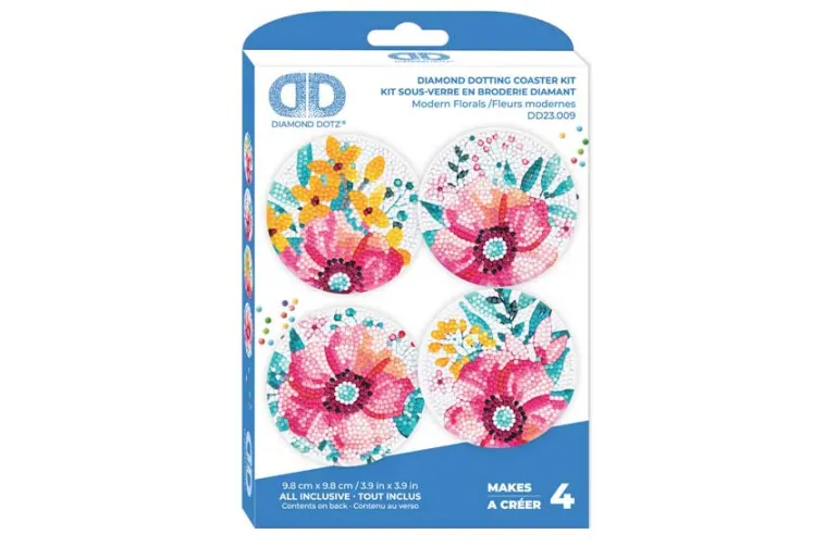 Modern Florals Coasters Diamond Painting Kit 4pc