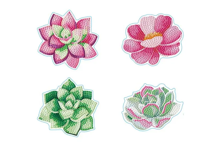 Modern Florals Coasters Diamond Painting Kit 4pc