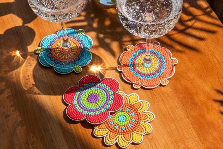 Modern Florals Coasters Diamond Painting Kit 4pc