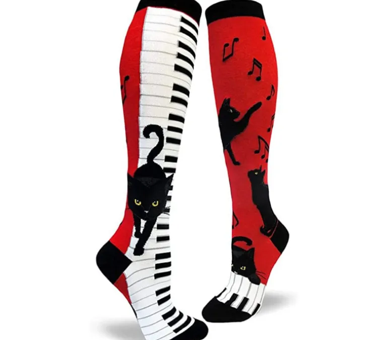 ModSocks Socks – Piano Cat – Woman’s Size 6-10
