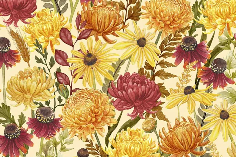 Monarch Meadows Florals on Cream