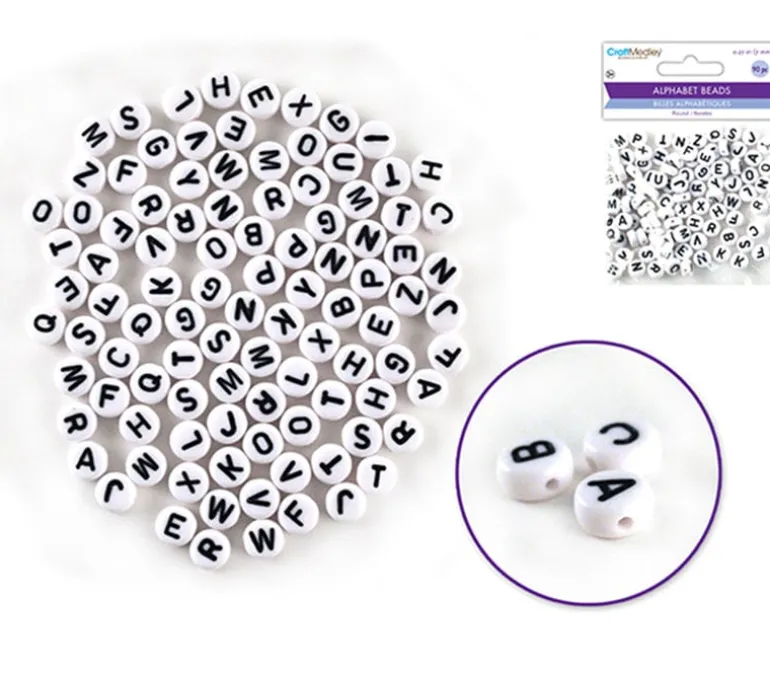 Multicraft Alpha Beads – 8mm Cube – White Multi