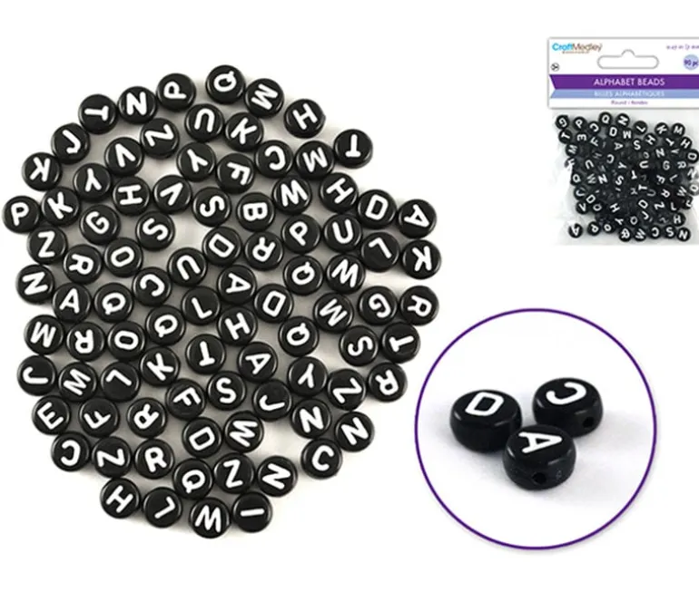 Multicraft Alpha Beads – 8mm Cube – White Multi