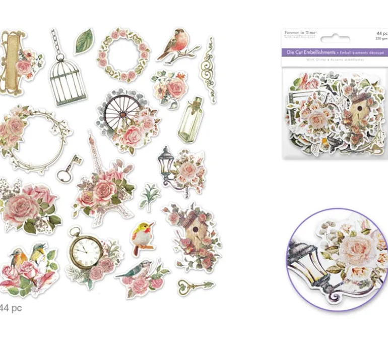 MultiCraft Embellishment Glitter Die Cuts – Vintage