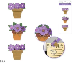 MultiCraft Floral Embellish – 3D Handmade Paper Flower Pots – Viola