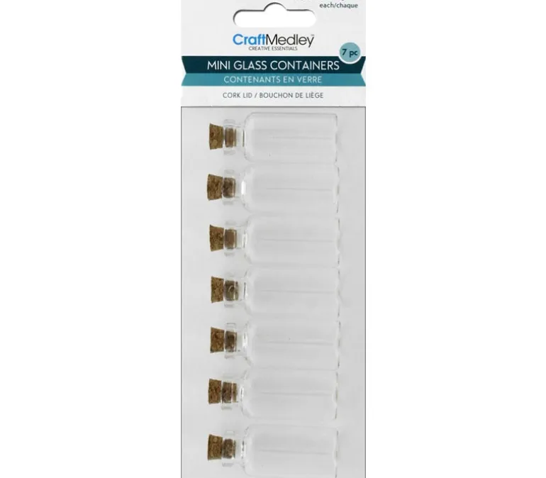 Multicraft Glass Bottles – Mini with Cork Lid – .17-ounce – 7 Piece