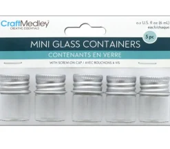 Multicraft Glass Bottles – Mini with Screw Lid – .2-ounce – 5 Piece