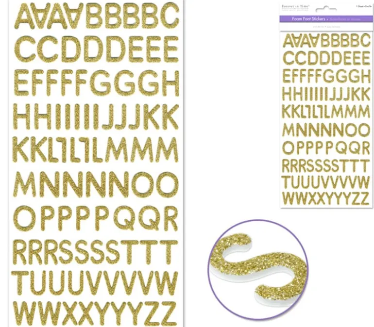 MultiCraft Glitter Foam Alphabet Stickers – 3/4-inch Gold