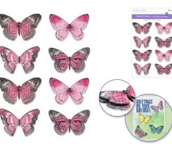 MultiCraft Handmade Glitter Stickers – Pink Butterflies 8 Piece