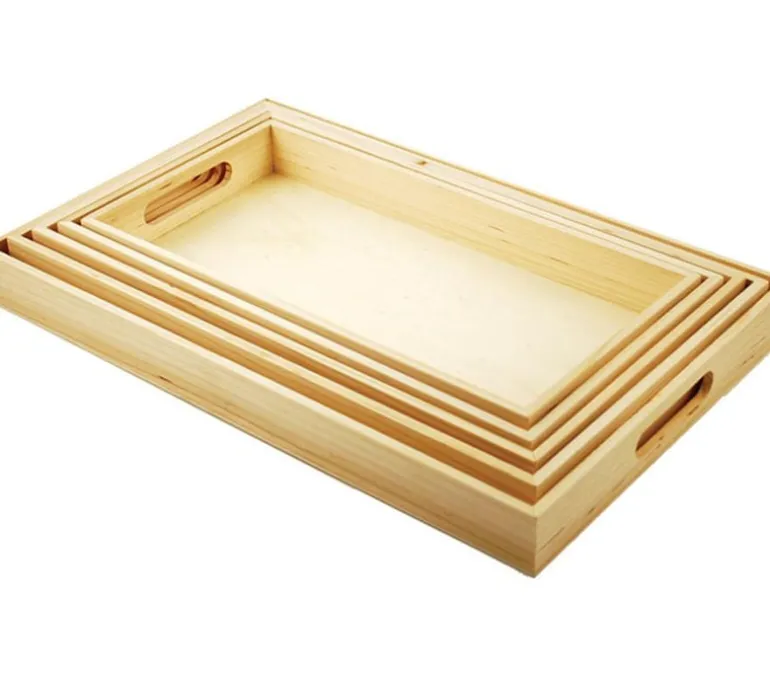 Multicraft Paintable Wooden Tray Set – 5 Piece