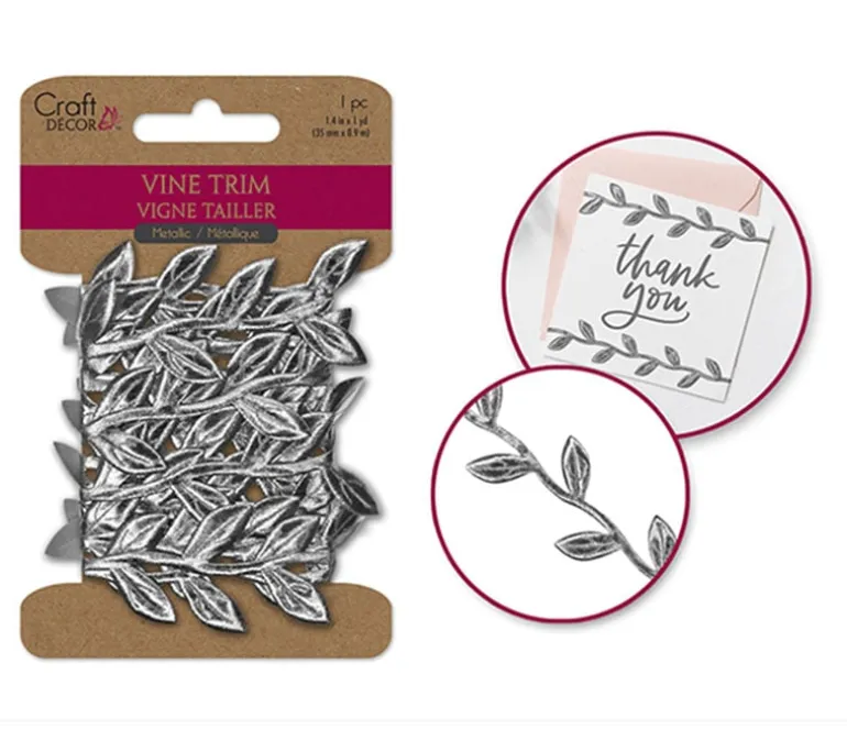 MultiCraft Vine Trim Garland Ribbon – Silver