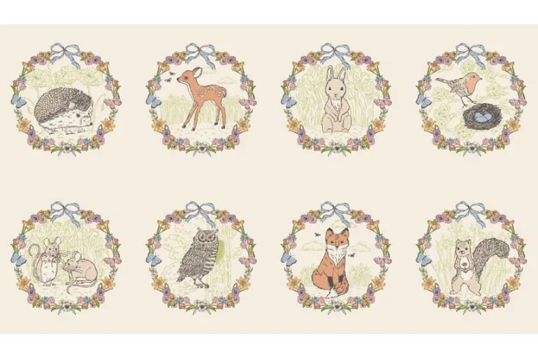 My Secret Garden 8 Image Animals Panel, 24-in by 43-in