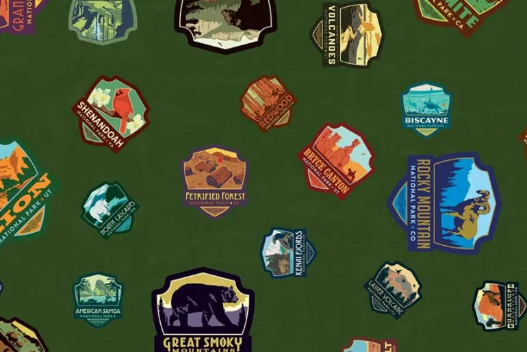 National Parks Emblems Tossed on Navy