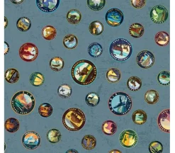 National Parks Emblems Tossed on Blue