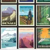National Parks National Park Mini Posters running yardage on Black