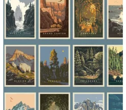 National Parks Postcard Tiles Blue