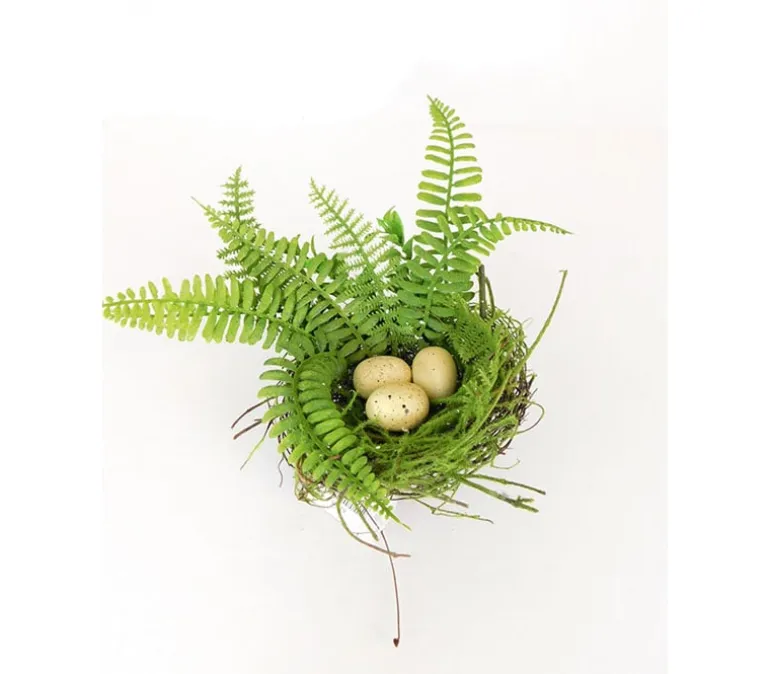 10″ Nest with Eggs & Ferns