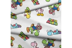 Nintendo Super Mario and Yoshi Toss on White Fabric