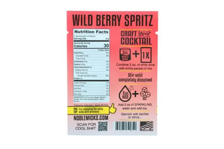 Noble Micks Single Serve Craft Cocktails Mix – Wild Berry Spritz