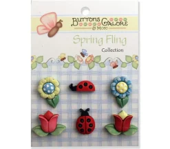 Novelty Buttons Flowers and Ladybugs #SF105