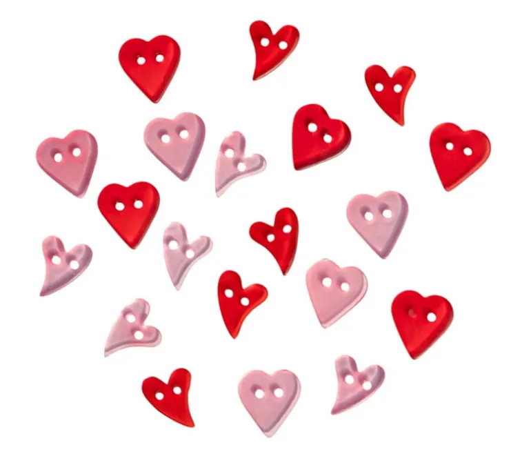 Novelty Buttons Lovely Hearts Sew Through Buttons #4467