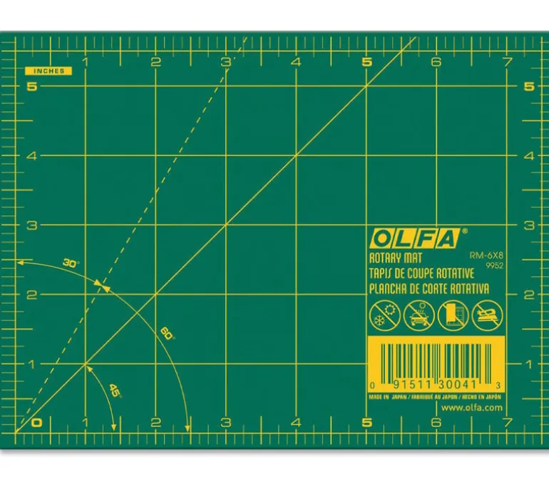 Olfa Rotary Mat – Grid 1-1/2mm x 5-1/2-inch x 7-1/2-inch – Green