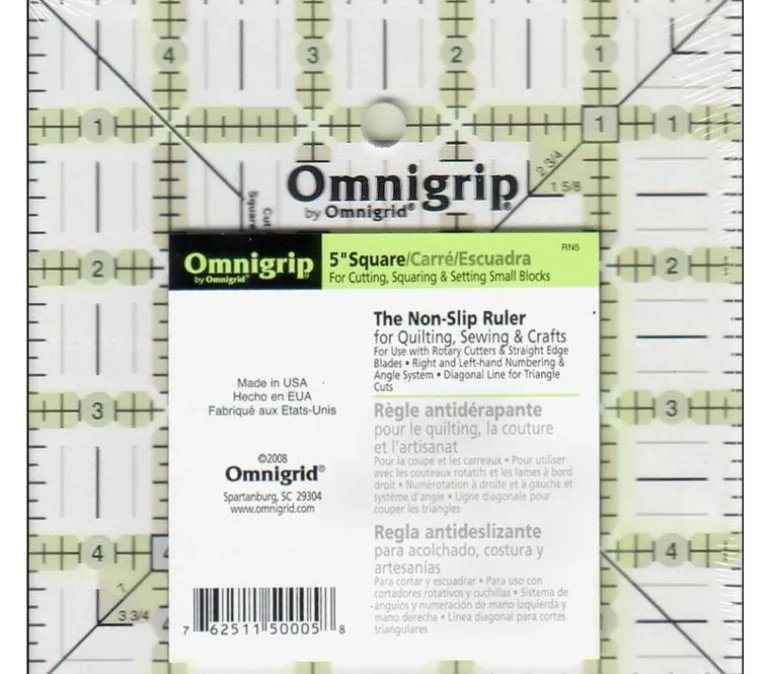 Omnigrip Ruler – Non Slip – Neon – 5-inch – Square