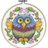 Owl and Vine Cross Stitch Kit with 4-inch Hoop