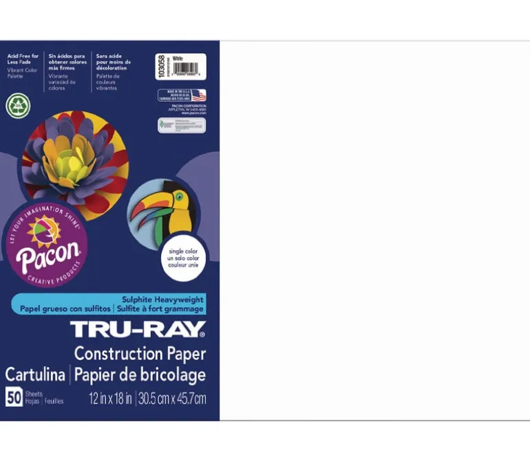 Pacon Construction Truray Paper – 12-inch x 18-inch – Assorted – 50 Sheets