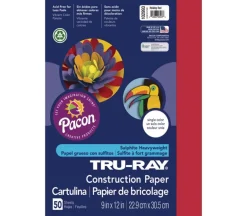 Pacon Construction Truray Paper – 12-inch x 18-inch – Assorted – 50 Sheets
