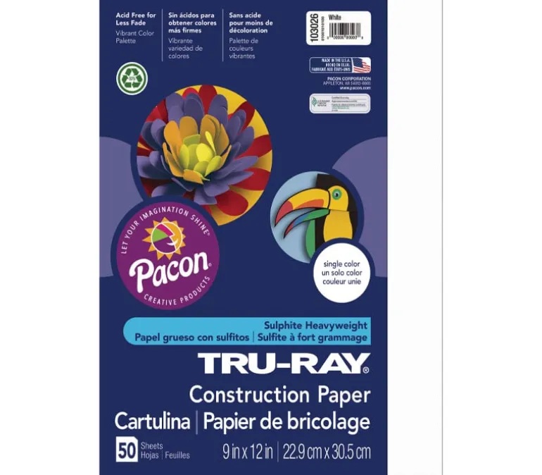Pacon Construction Truray Paper – 9-inch x 12-inch – Black – 50 Sheets