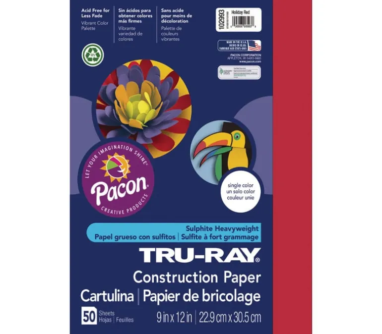 Pacon Construction Truray Paper – 9-inch x 12-inch – Assorted – 50 Sheets