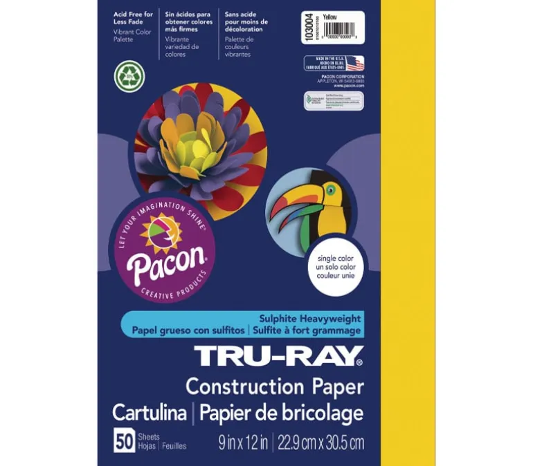 Pacon Construction Truray Paper – 9-inch x 12-inch – Assorted – 50 Sheets