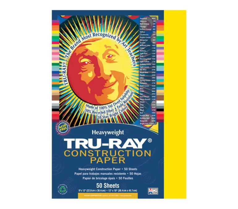 Pacon Construction Truray Paper – 9-inch x 12-inch – Assorted – 50 Sheets