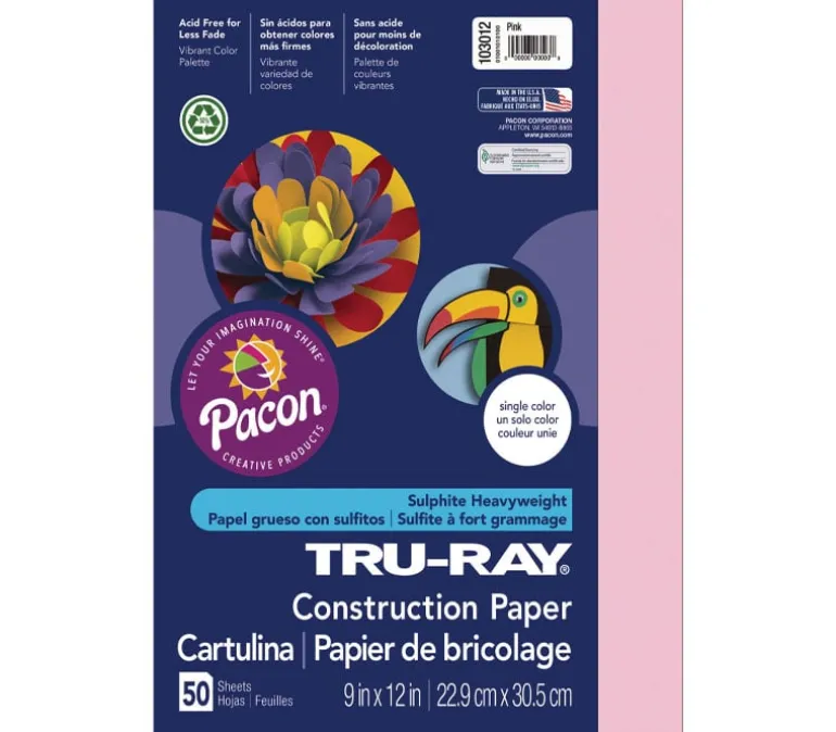 Pacon Construction Truray Paper – 9-inch x 12-inch – Assorted – 50 Sheets