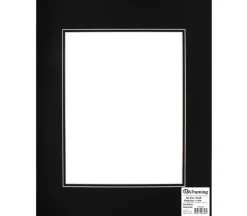 PA Framing Mat Board – Double 16-inch x 20-inch/11-inch x 14-inch – White Core Black/Black