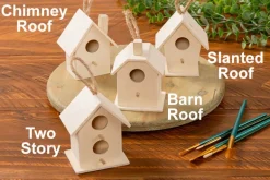 Paintable Unfinished Wooden Birdhouse with Slanted Roof
