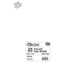 PA Paper Accent Lite Stock – 8-1/2-inch x 11-inch – 60-pounds – Text – 25 Piece – White