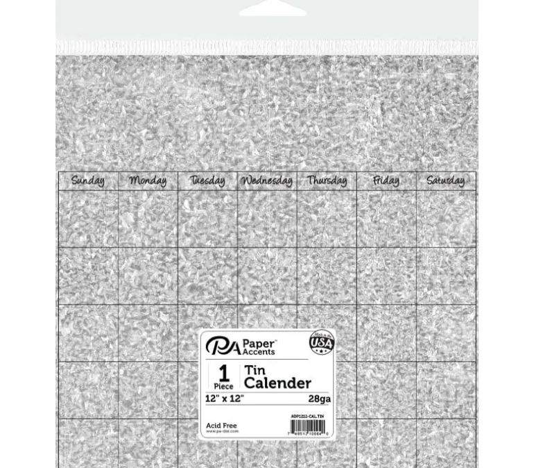 PA Paper Accents Calendar Page – 12-inch x 12-inch – Tin – 1 Piece