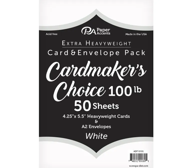 PA Paper Accents Cardmakers Choice Card and Envelope – 4-1/4-inch x 5-1/2-inch – 100-pounds – White – 50 Piece