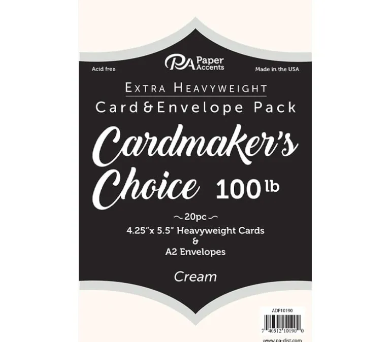 PA Paper Accents Cardmakers Choice Card and Envelope – 4-1/4-inch x 5-1/2-inch – 100-pounds – Cream – 20 Piece