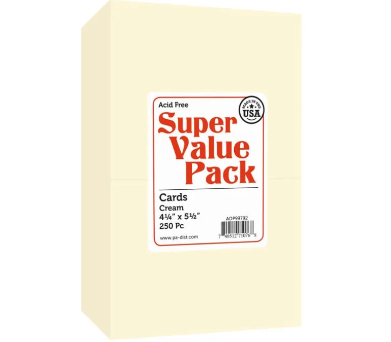PA Paper Accents Super Value Card Pack – 4-1/4-inch x 5-1/2-inch – 250 Piece – Cream