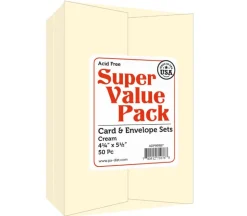 PA Paper Accents Super Value Card and Envelope Pack – 4-1/4-inch x 5-1/2-inch – 50 Piece – Cream