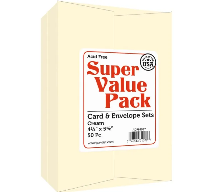 PA Paper Accents Super Value Card and Envelope Pack – 4-1/4-inch x 5-1/2-inch – 50 Piece – Cream