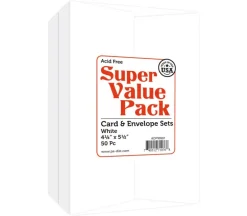 PA Paper Accents Super Value Card and Envelope Pack – 4-1/4-inch x 5-1/2-inch – 50 Piece – White
